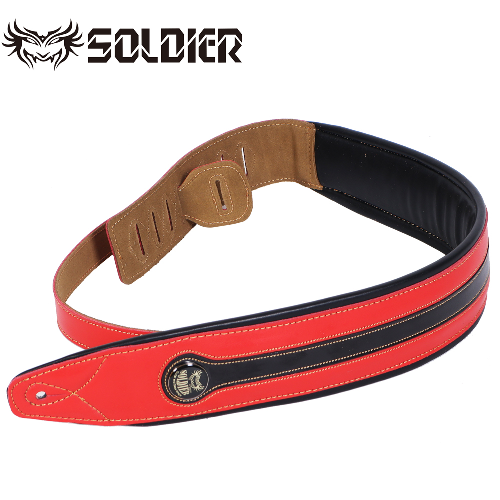 Soldier 기타 스트랩 레드 GL-034 (소가죽,어깨패딩)