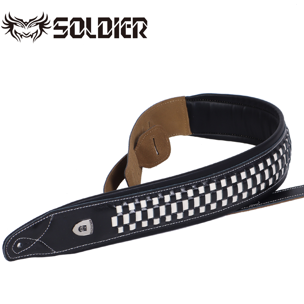 Soldier 기타 스트랩 체크무늬 GL-061 (소가죽,어깨패딩)