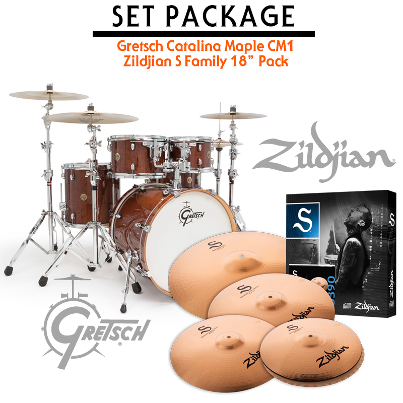 [★풀패키지★] Gretsch CM1 Catalina Maple + Zildjian S Family 18" Pack Set Package (추가스탠드,의자,뮤트젤,스틱까지)