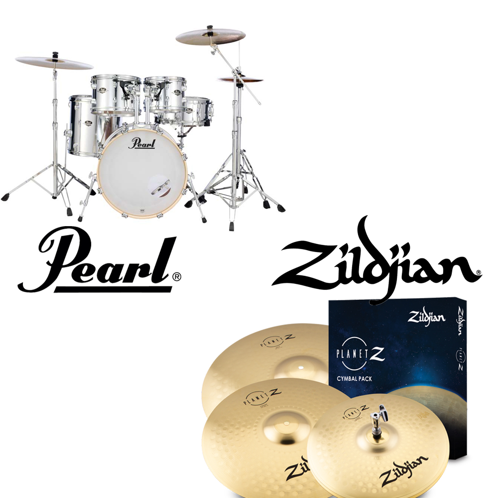 Pearl Export PLZ180 할인 패키지! (Zildjian Planet Z 세트+의자,뮤트젤,스틱포함!) EXX725