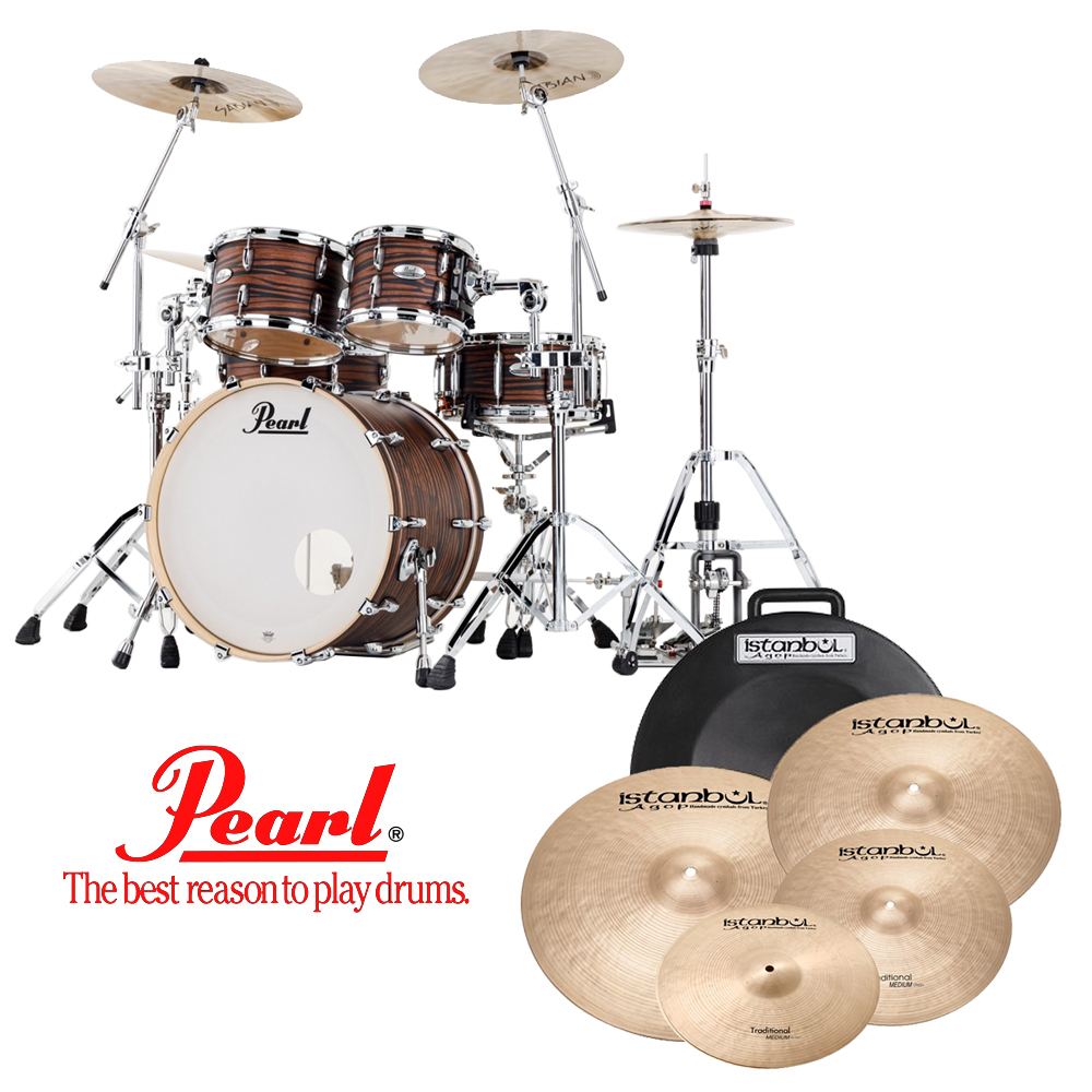 [할인패키지] Pearl 프로페셔널 메이플 + Istanbul Agop Traditional Medium 심벌 세트 (PMX)