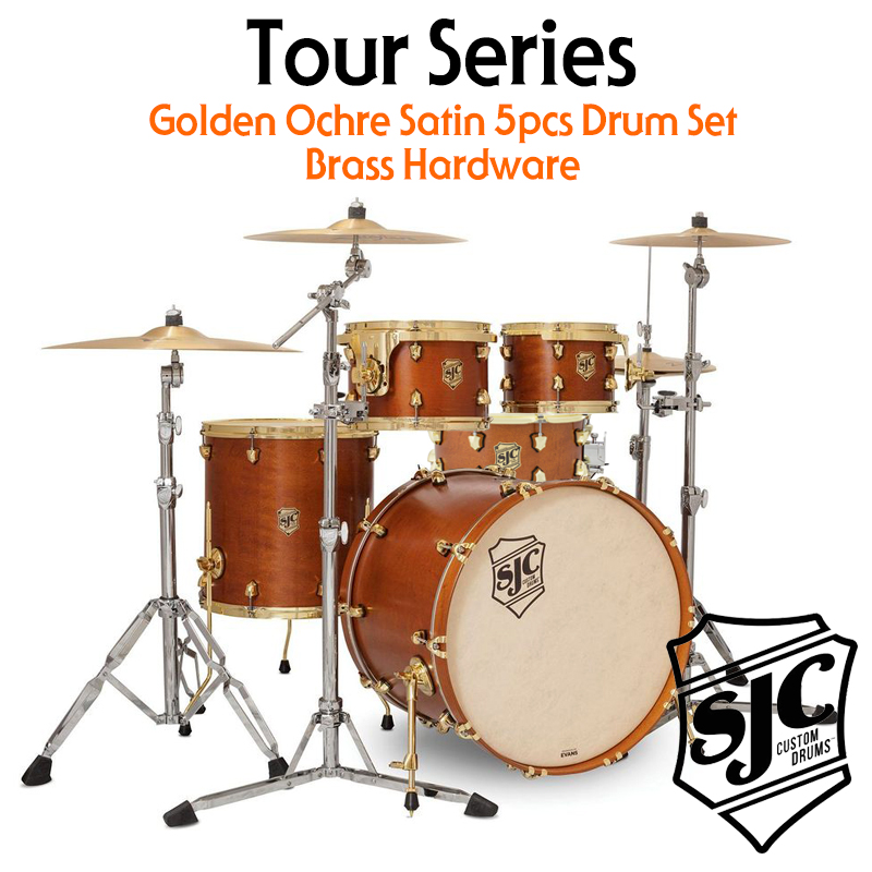 [★드럼채널★] SJC Tour Series Golden Ochre Satin 5기통 세트 (브라스/Gibraltar 6700팩 포함)