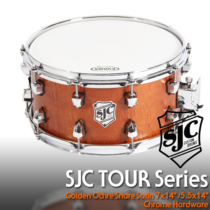 [★드럼채널★] SJC Tour Series Snare Golden Ochre Satin with Chrome Hardware  14x7" /14x5.5"