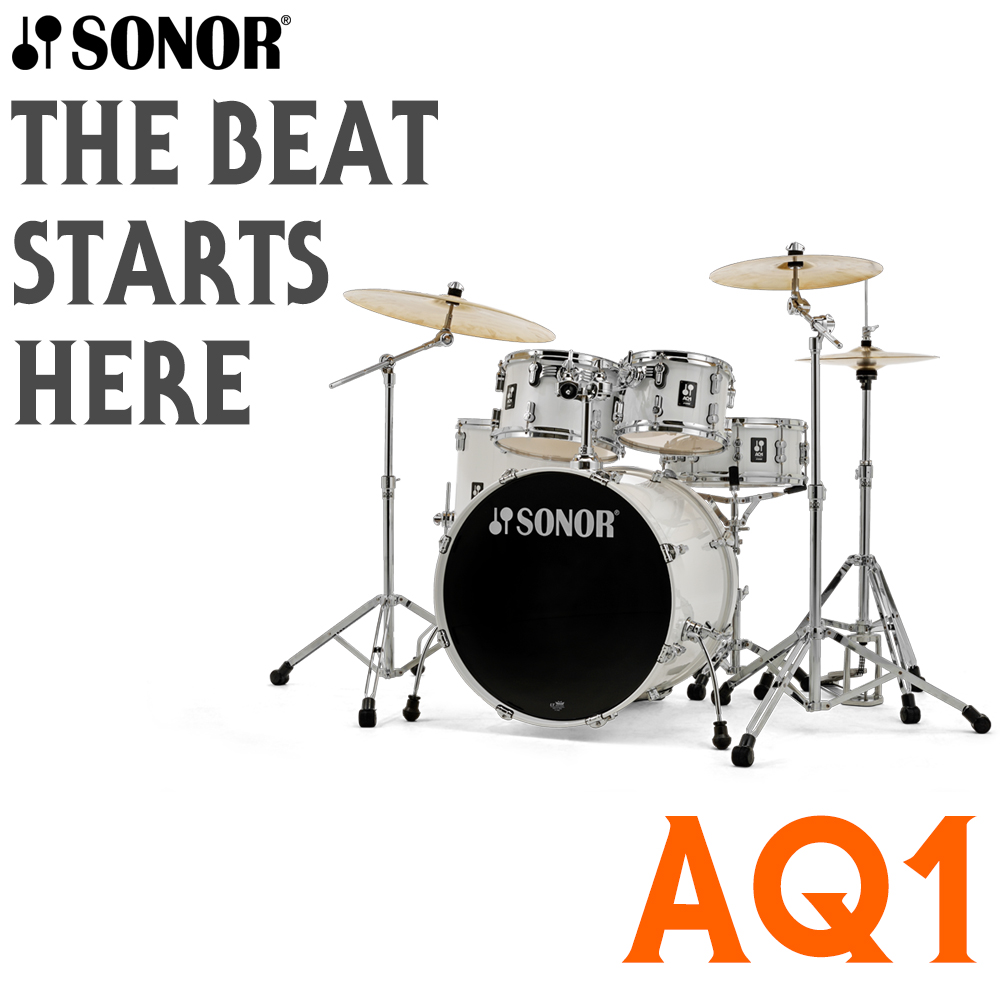 Sonor AQ1 Stage 5기통 드럼세트 (Piano White / HS2000 하드웨어 포함)
