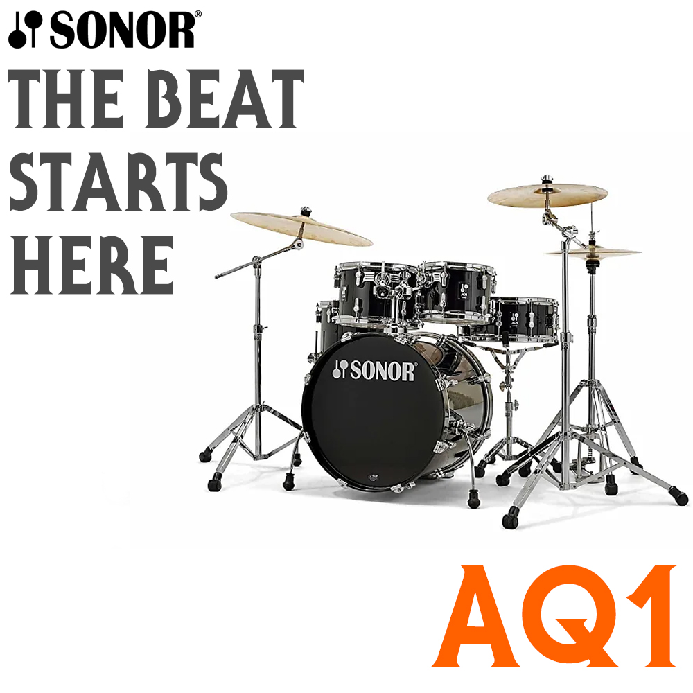Sonor AQ1 Stage 5기통 드럼세트 (Piano Black / HS2000 하드웨어 포함)