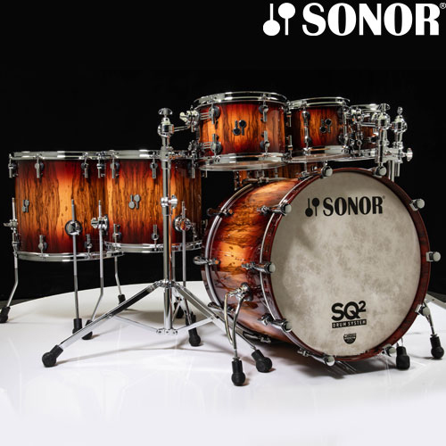 Sonor (소노) SQ2 6기통 African Marble 색상 Red Burst over 마운트플래이트 포함 DTH653 탐홀더포함 1048925-2