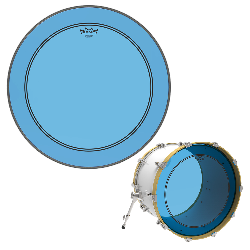 Remo Colortone Powerstroke 3 Blue 22" 베이스 드럼 헤드 (클리어,단피)