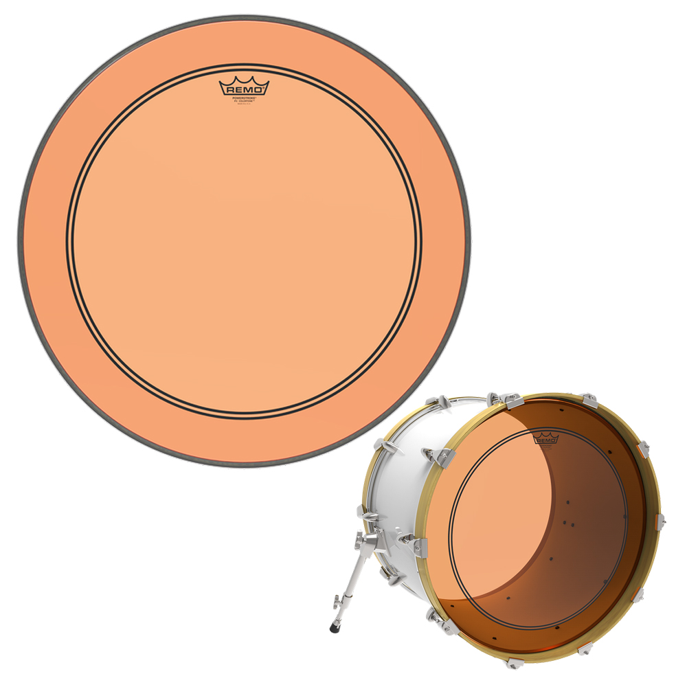Remo Colortone Powerstroke 3 Orange 22" 베이스 드럼 헤드 (클리어,단피)