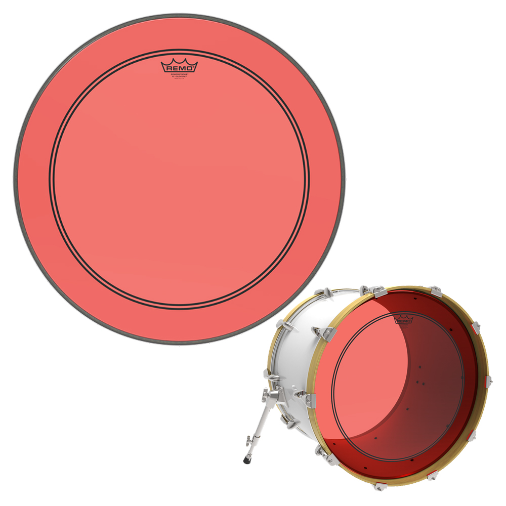 Remo Colortone Powerstroke 3 Red 22" 베이스 드럼 헤드 (클리어,단피)
