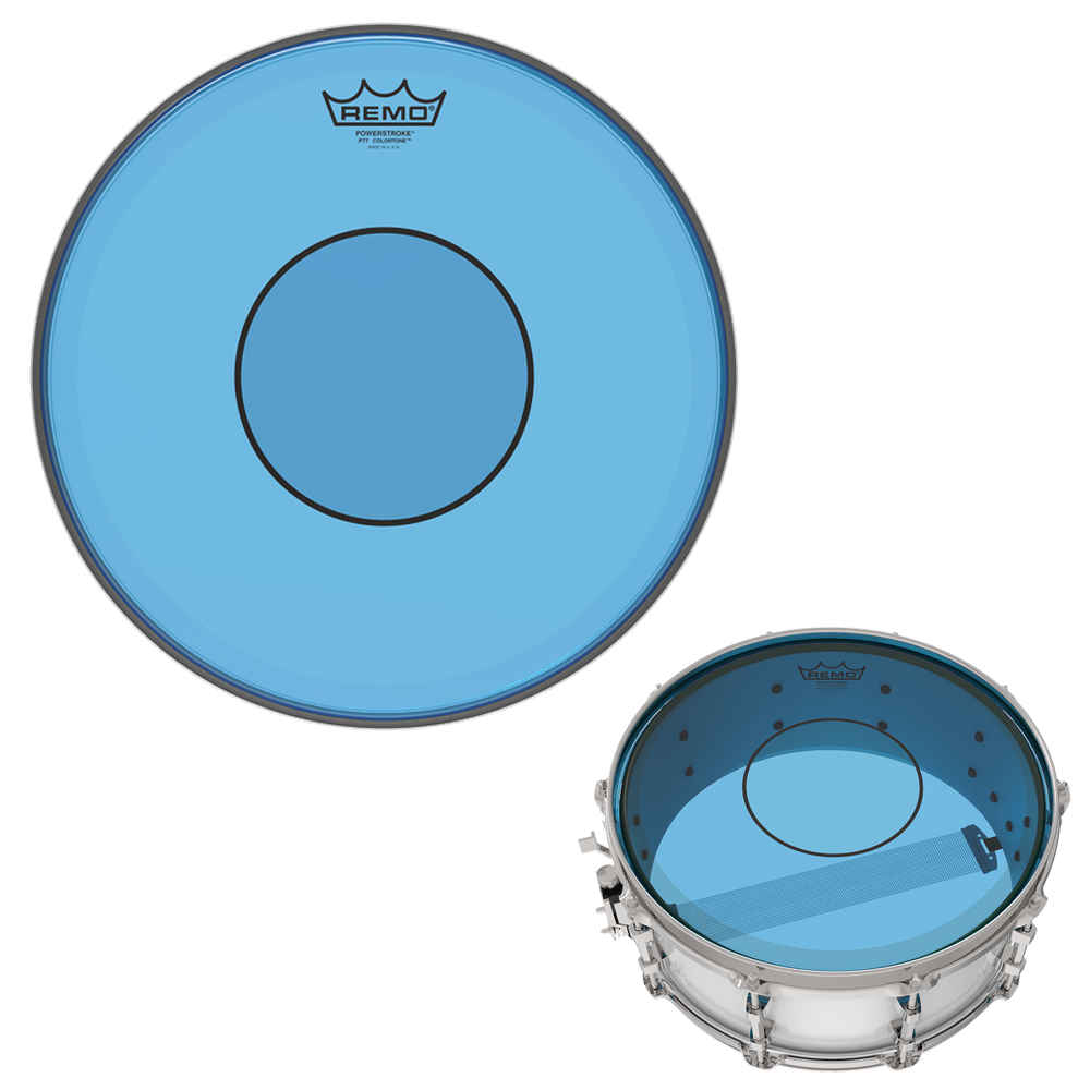 Remo Colortone Powerstroke 77 Blue 14" 스네어용 드럼 헤드 (클리어,이중피)