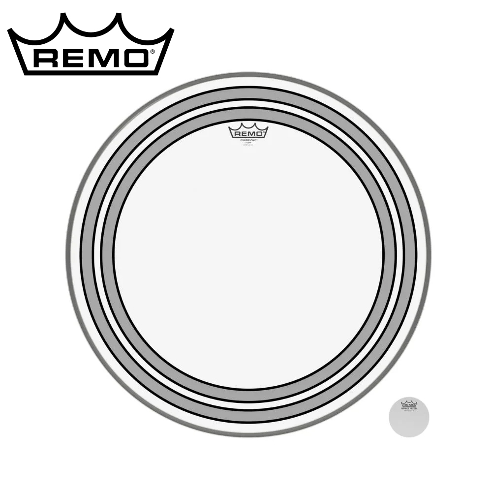 REMO 파워 소닉 클리어 베이스 드럼 헤드 20~22" (이중피) Powersonic Clear
