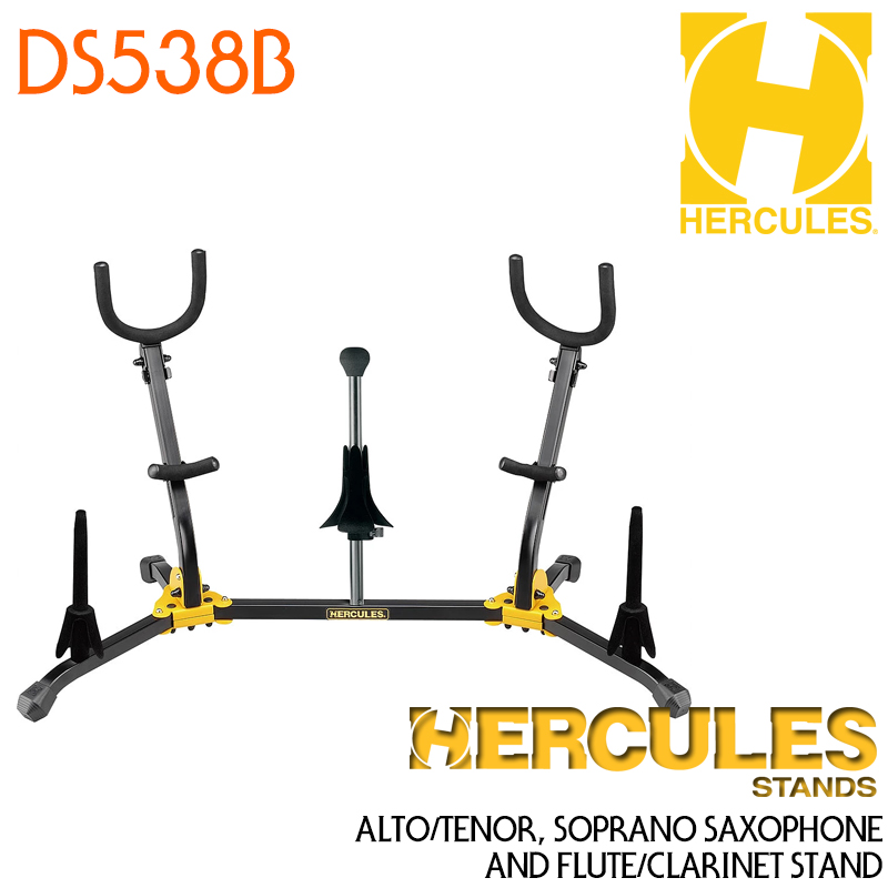 Hercules 색소폰 스탠드 DS538B Duo SAX stand w/ clarient/flute pegs and soprano SAX peg