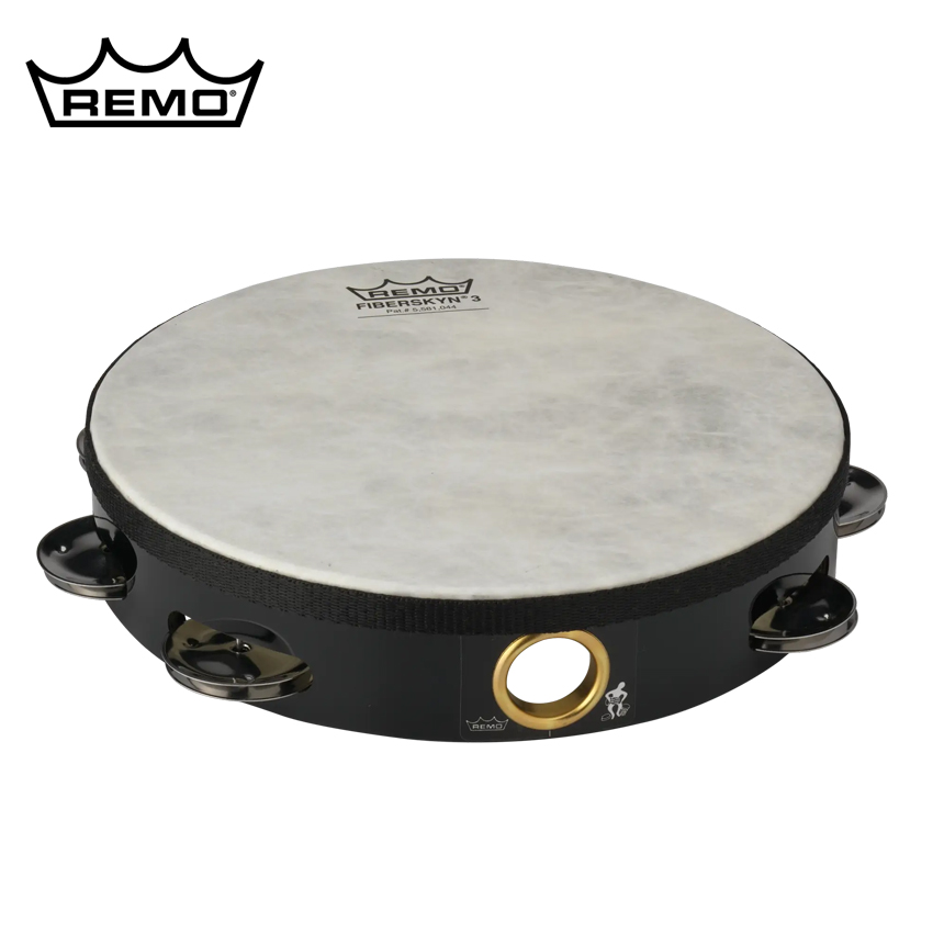 Remo 레모 파이버 스킨 탬버린 쿼드라 블랙 사이즈 2종 (Fiberskyn Tambourine)