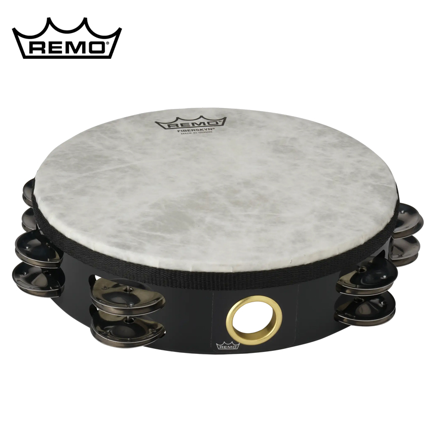 Remo 레모 파이버 스킨 탬버린 쿼드라 블랙 더블 로우 사이즈 2종 (Fiberskyn Tambourine)