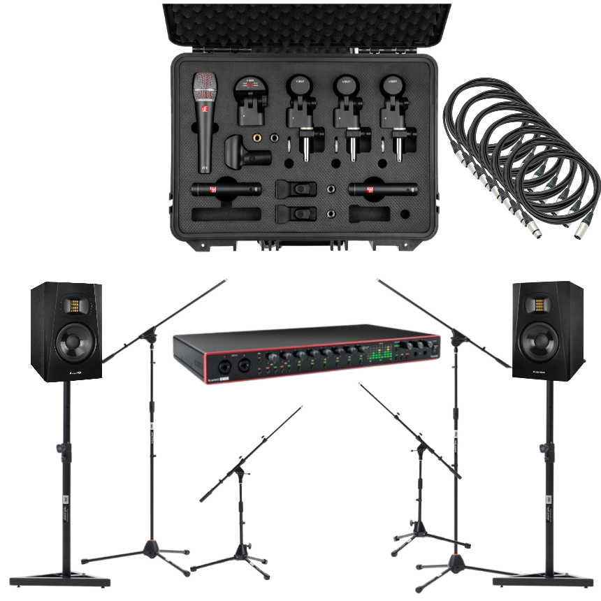 드럼 레코딩 패키지1 드럼녹음 (마이크세트 오디오인터페이스 모니터스피커)