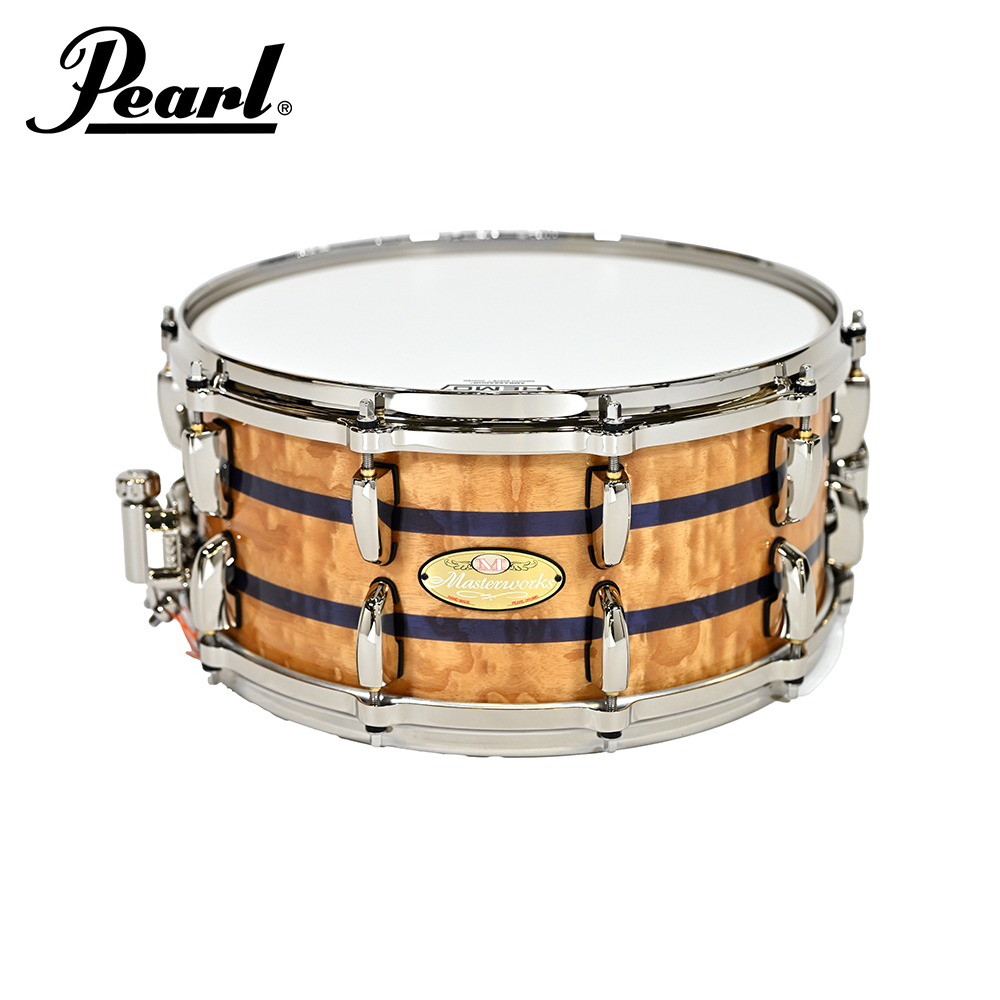 Pearl 펄 마스터웍스 스네어드럼 14x6.5 Masterworks High Gloss Natural Tamo With Blue Stripes Snare Drum (MW1465S-HGNTBS)