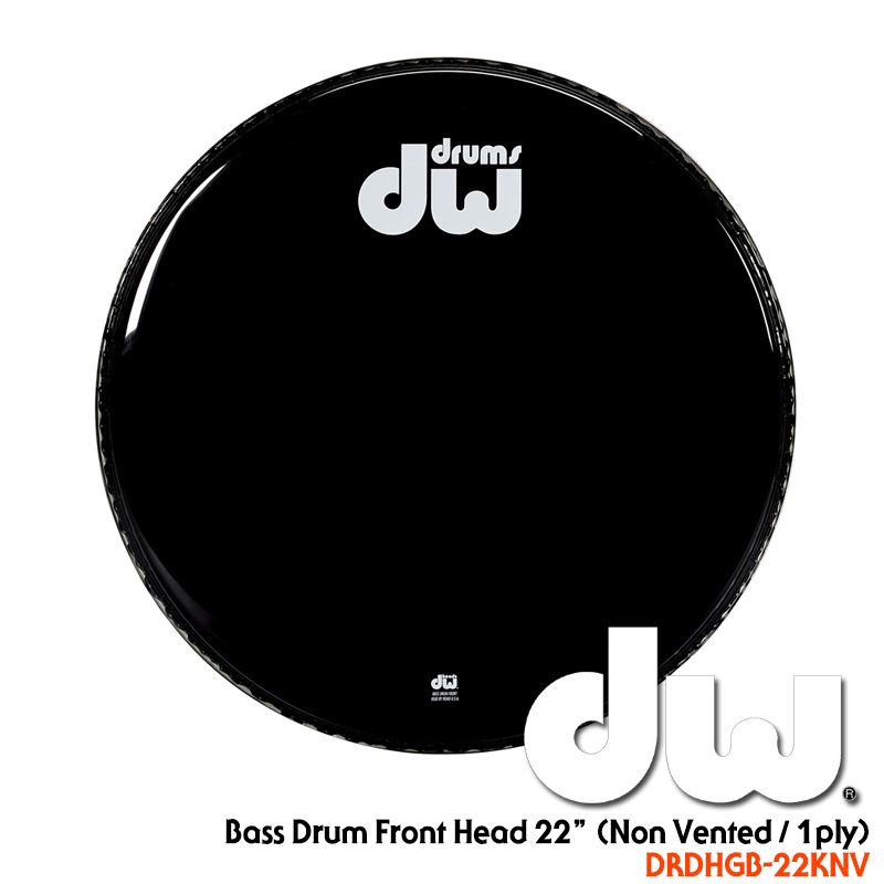 DW Single Ply Gloss Black Non Vented Bass Drum Heads  22"  (베이스/프론트용) DRDHGB-22KNV
